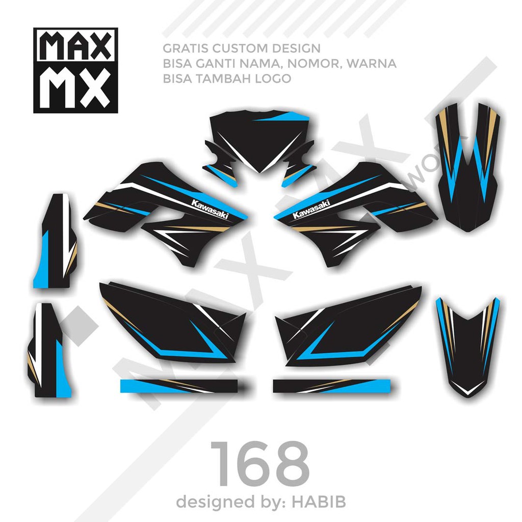 MX-01168 decal klx 150 hitam biru tosca minimalis