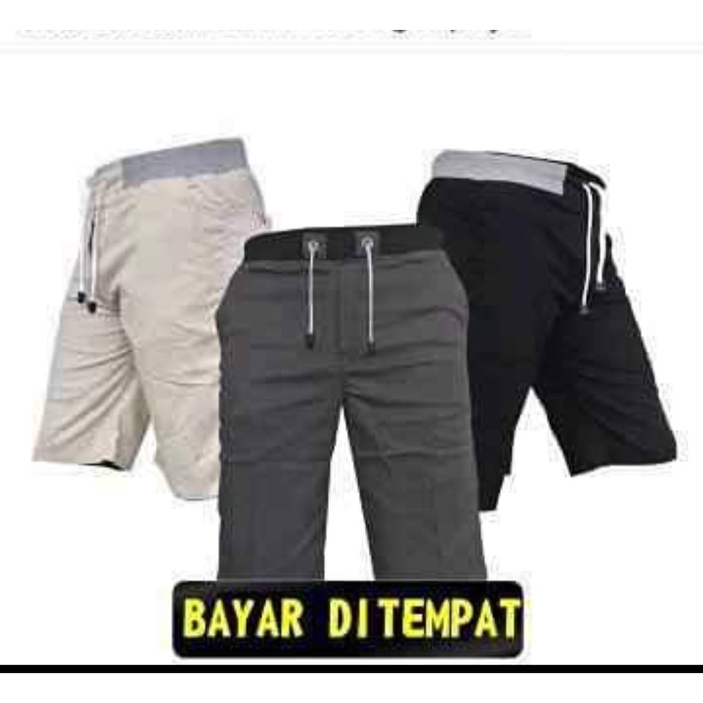 (promo 100ribu 5 pcs)Celana Pendek Pria Chino Pinggang Karet Rip