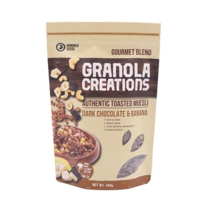 

HUNDRED SEEDS - GRANOLA CREATIONS DARK CHOCOLATE AND BANANA 400GR