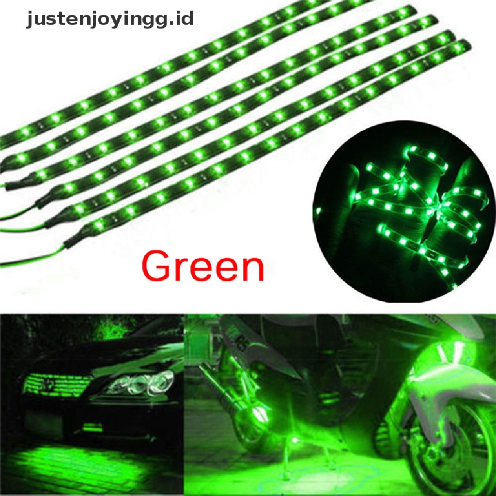 6 Pcs Lampu Strip LED DC 12V Tahan Air Untuk Bawah Badan Mobil Motor 6pcs Lampu Strip 15 LED Flexible Anti Air Untuk Bawah Body Mobil / Motor