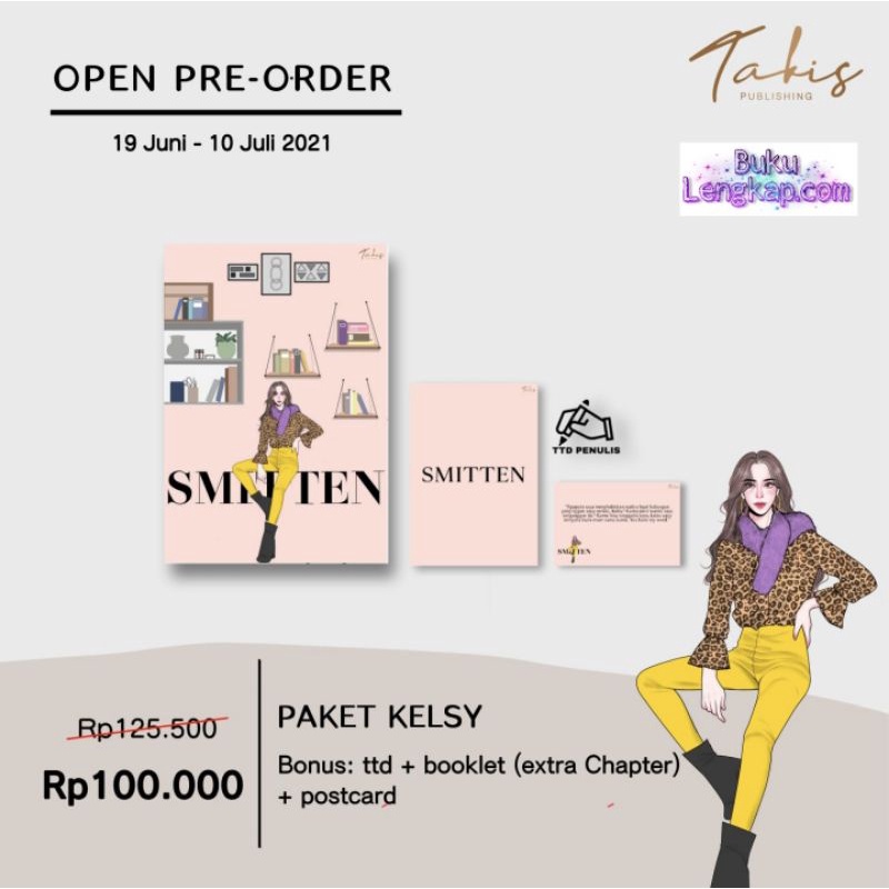 buku novel smitten + hadiah po - Oktyas original