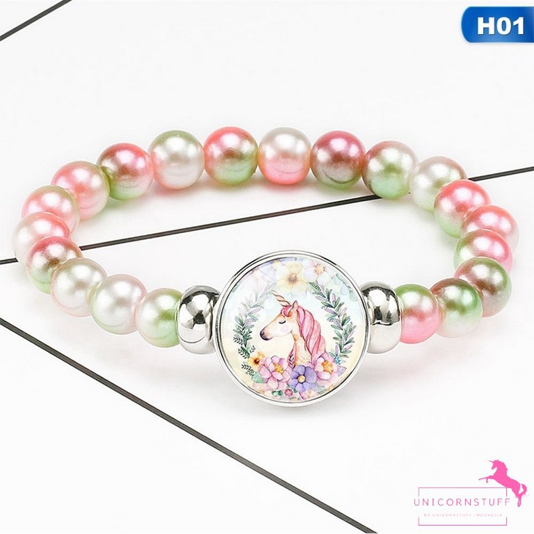 Gelang Unicorn Gelang Perempuan Motif Unicorn Kado Cewek Manik-manik