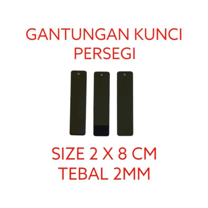 GANTUNGAN KUNCI PERSEGI 2X8CM HITAM