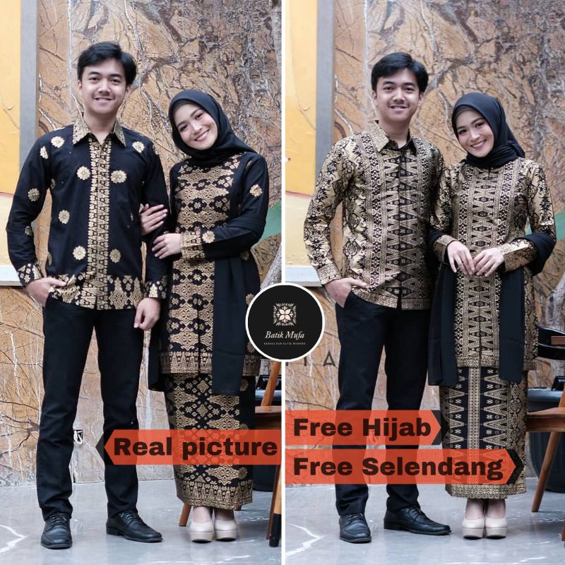 (ADA JUMBO!) ORIGINAL - COUPLE KEBAYA BATIK SONGKET ASHANTY HITAM