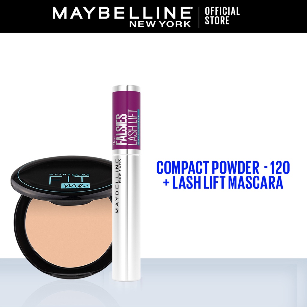 MAYBELLINE The Falsies Lash Lift  + Maybelline Fit Me 12-Hour Oil Control Powder Make Up 120