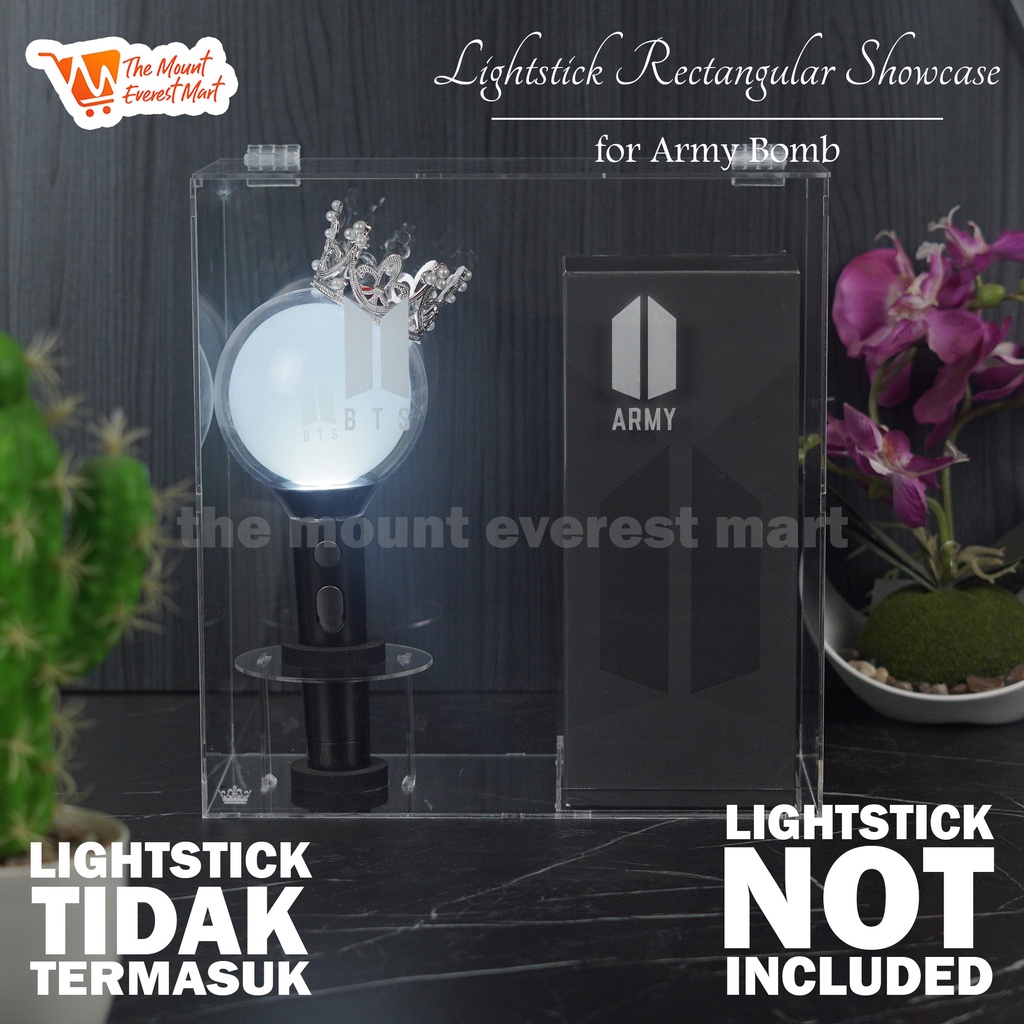 Acrylic Showcase - Box Display Akrilik untuk Lightstick BTS Crown SE/V2/V3 dan Kardus | Pelindung/ Wadah/ Tempat Lightstick Custom