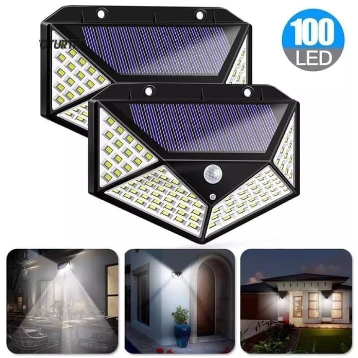 Lampu Taman Solar 100 LED Sensor Gerak &amp; IP65 Waterproof