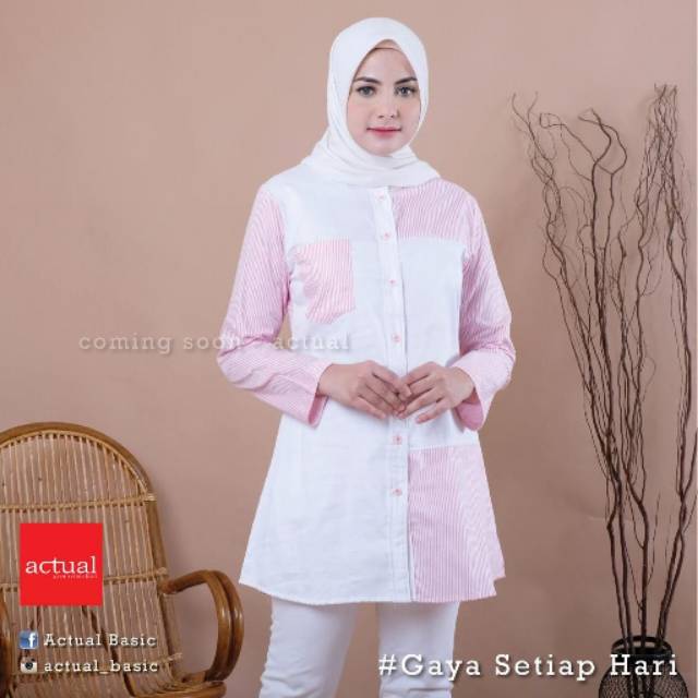BLUS HAFIKA PINK  ACTUAL BASIC 8074