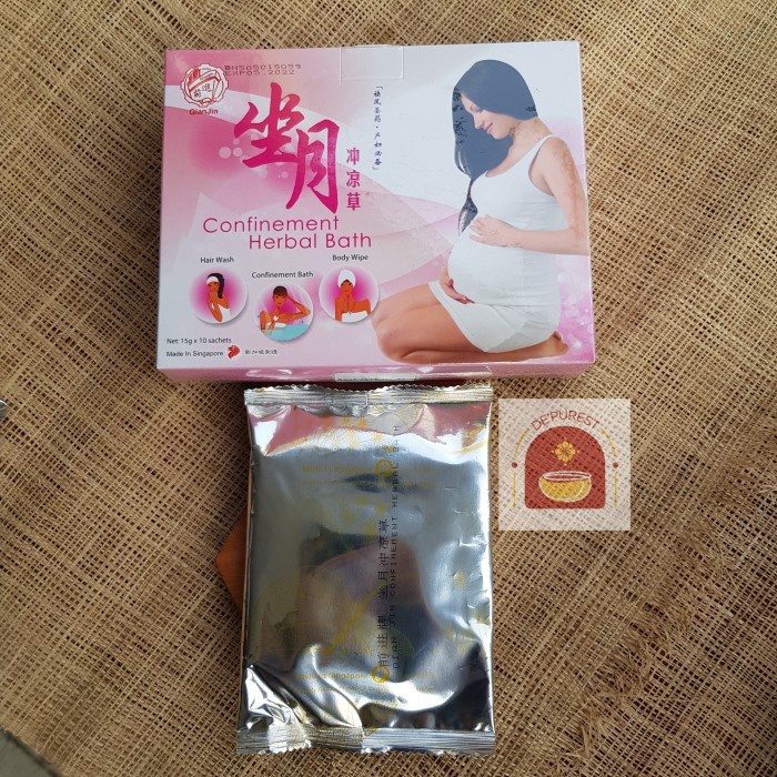 Dimensi- 3Pcs Sachet -  Confinement Bath Herbal / Rempah Mandi Pasca Melahirkan Premium Import