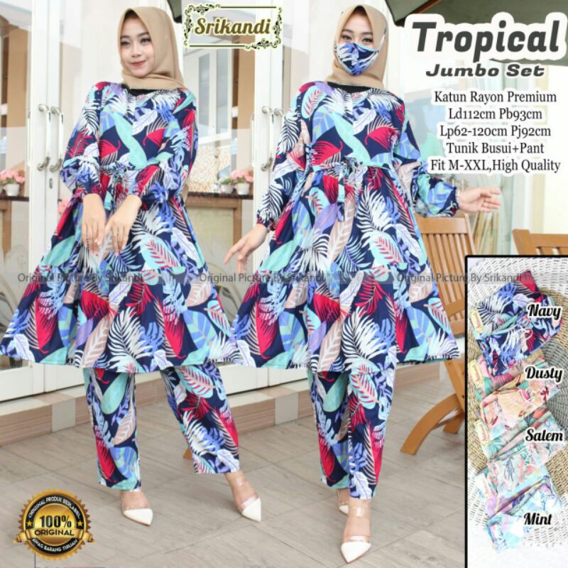 Setelan Tropica Jumbo Set By Srikandi Setelan Bahan Katun Rayon Premium