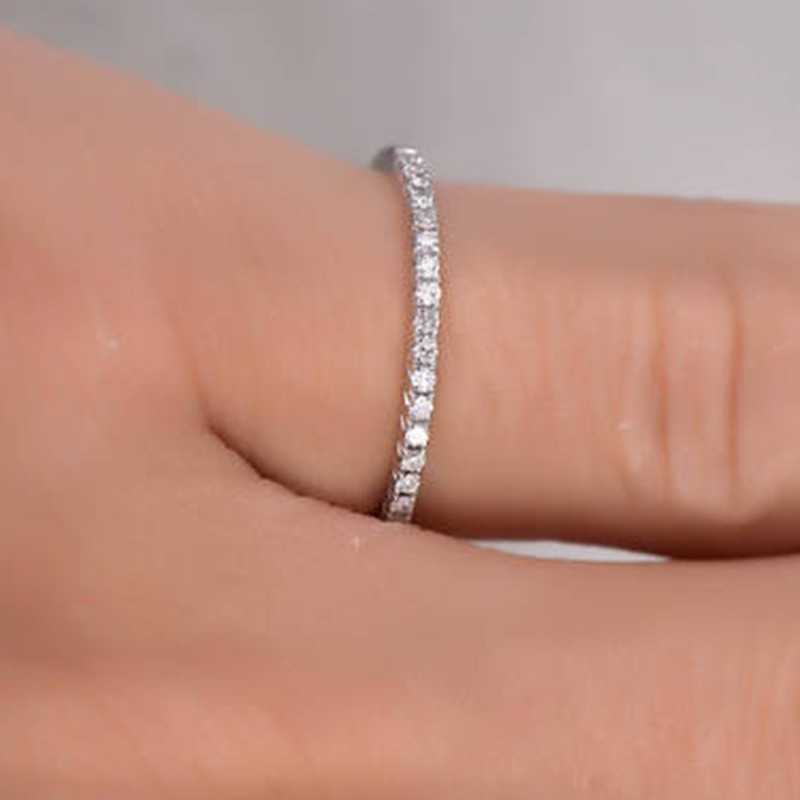 Cincin Lapis Emas 14k Dengan Kubik Zirkonia Untuk Wanita