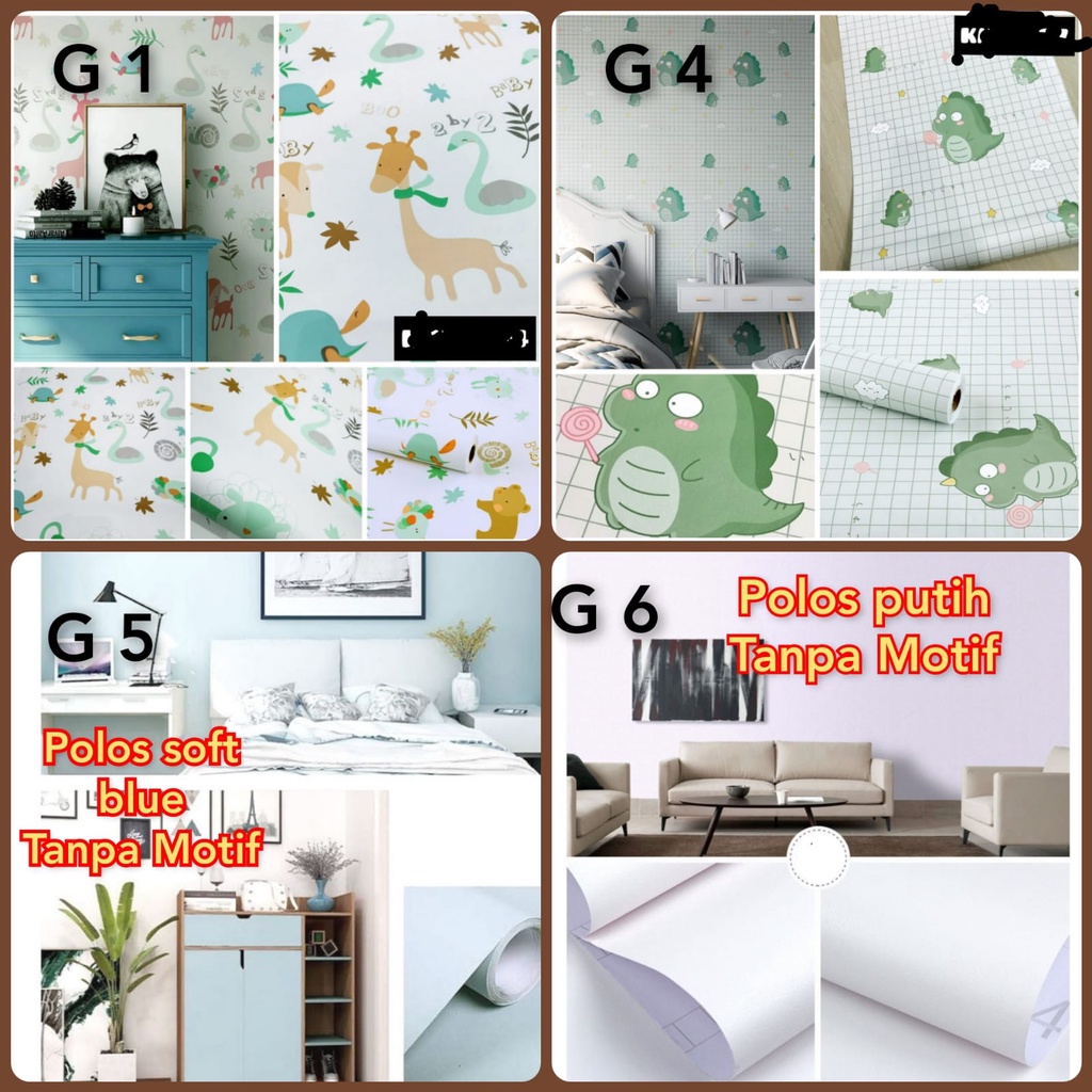 WALLPAPER 60cm WALPAPER WALL STICKER STIKER DINDING POLOS PUTIH KARAKTER DEKORASI KAMAR TIDUR ANAK