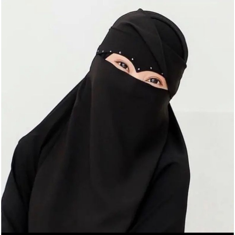 Niqab Cadar elang poni manik putih