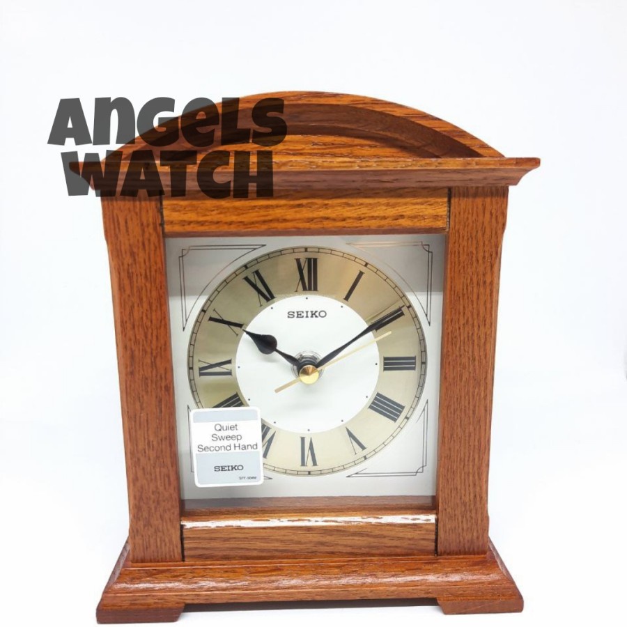 jam meja seiko QXG123B wooden case clock