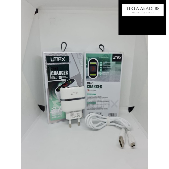 NEW TC ADAPTOR CHARGER UMAX V012 LCD MICRO USB fast charging DUAL USB 2 OUTPUT DIGITAL