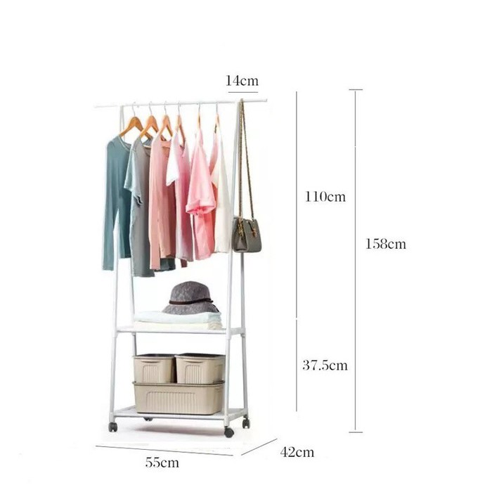 Triangle Stand Hanger Warna Putih / Rak Buku / Rak Pakaian / Rak Gantung / Rak Serbaguna