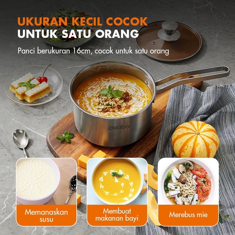 Gaabor Panci Set 3 Item Panci Sop Panci Susu Wajan Penggorengan Anti Lengket / GS-S828A