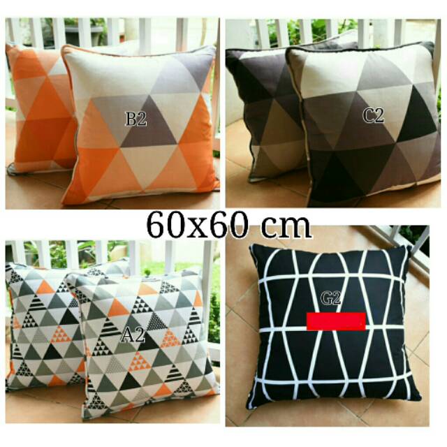 Set sarung bantal kursi sofa cushion cover 60x60 cm sarban motif prisma hitam