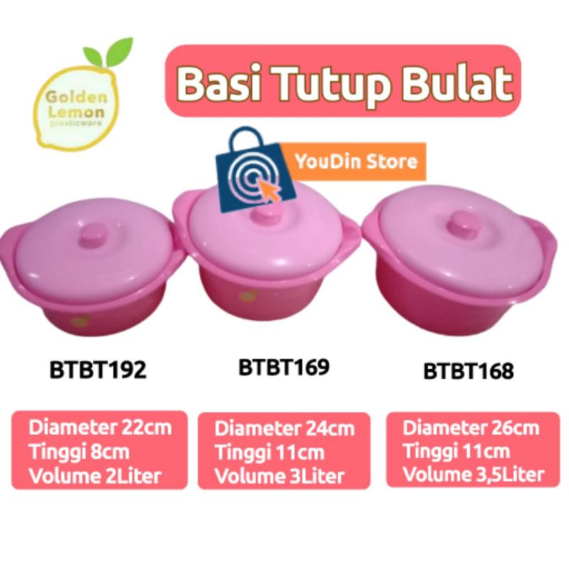 Basi Tutup Bulat Pink Wadah Saji Sayur Sop Masakan Golden Lemon