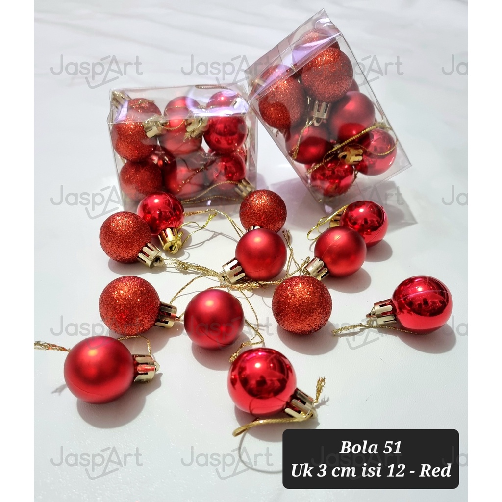 [1 SET] Hiasan Aksesoris Bola Natal Ornamen Gantungan Pohon 3 4 5 6 8 CM Hias Gantung Dekorasi XmaS