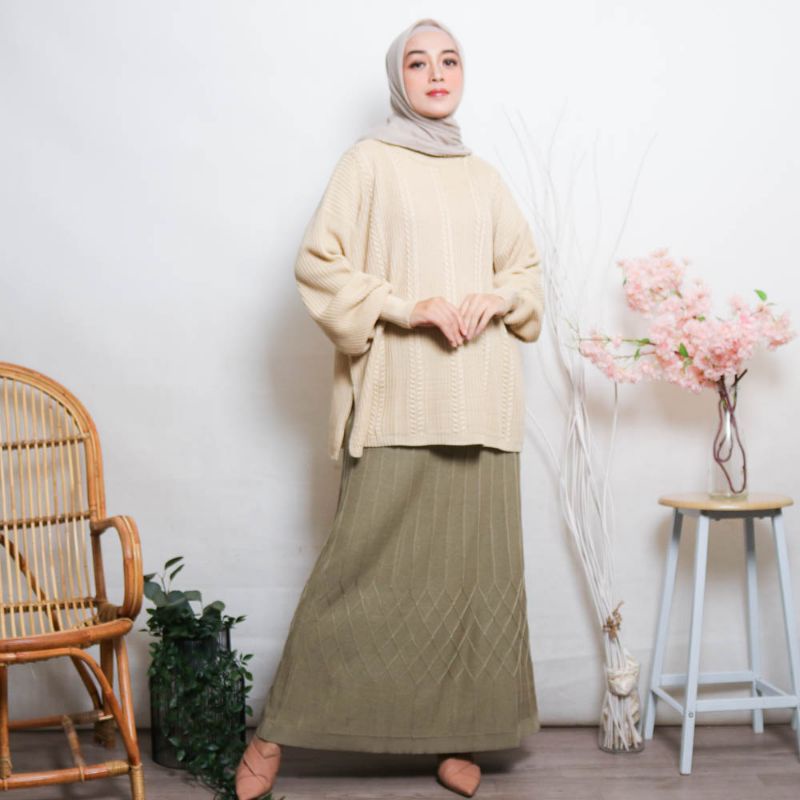 Amanda Skirt | Rok Rajut Motif | Rok Rajut panjang | Rok Rajut Premium | Rok Rajut Vintage