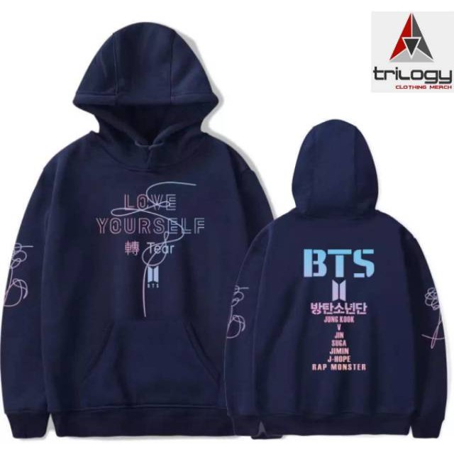 SWEATER LOVE YOURSELF GRADIENT // SWEATER KPOP BTS HOODIE ALL MAMBERS  GRADASI NAVY