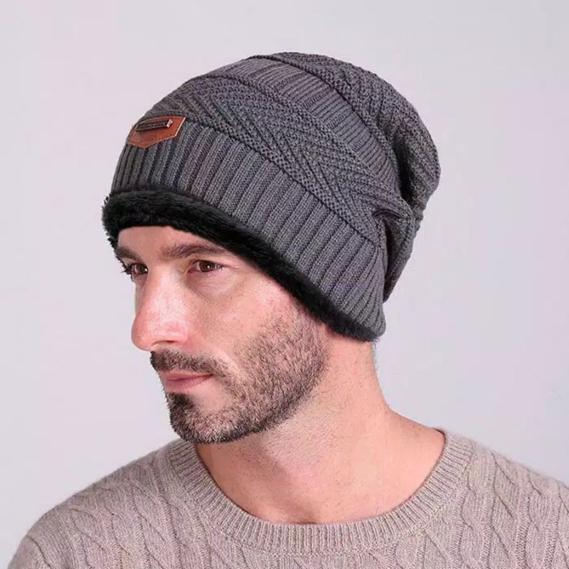 Topi Kupluk Wool Winter Beanie Hat