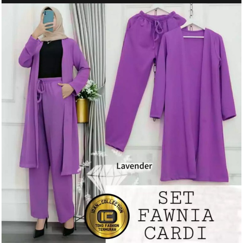 SET FAWNIA CARDIGAN / SETELAN WANITA / GAMIS /HIJAB