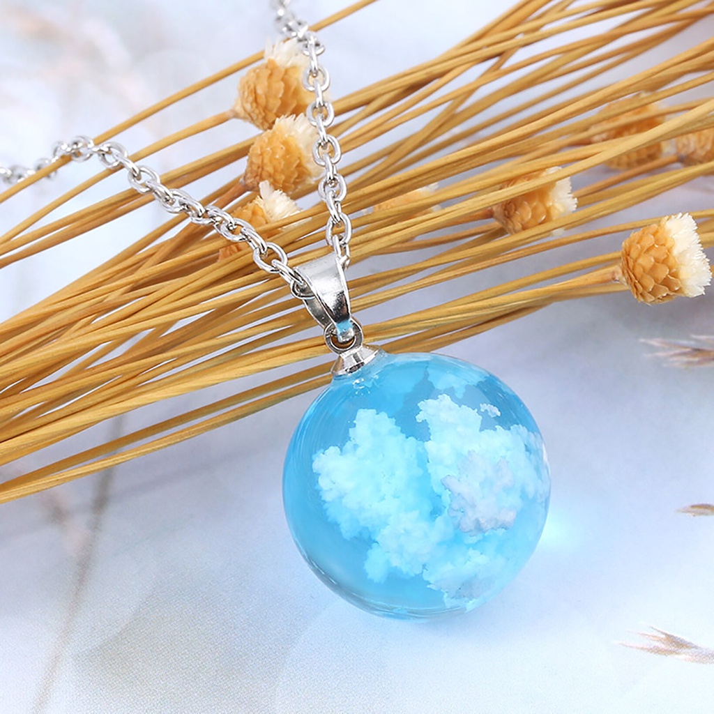 Hu Hu Hu Hu Hu Alat Bantu Pasang Kacamata♡ Kalung Rantai Dengan Liontin Bentuk Bulat / Bulan / Langit Biru / Awan / Elang Untuk Wanita