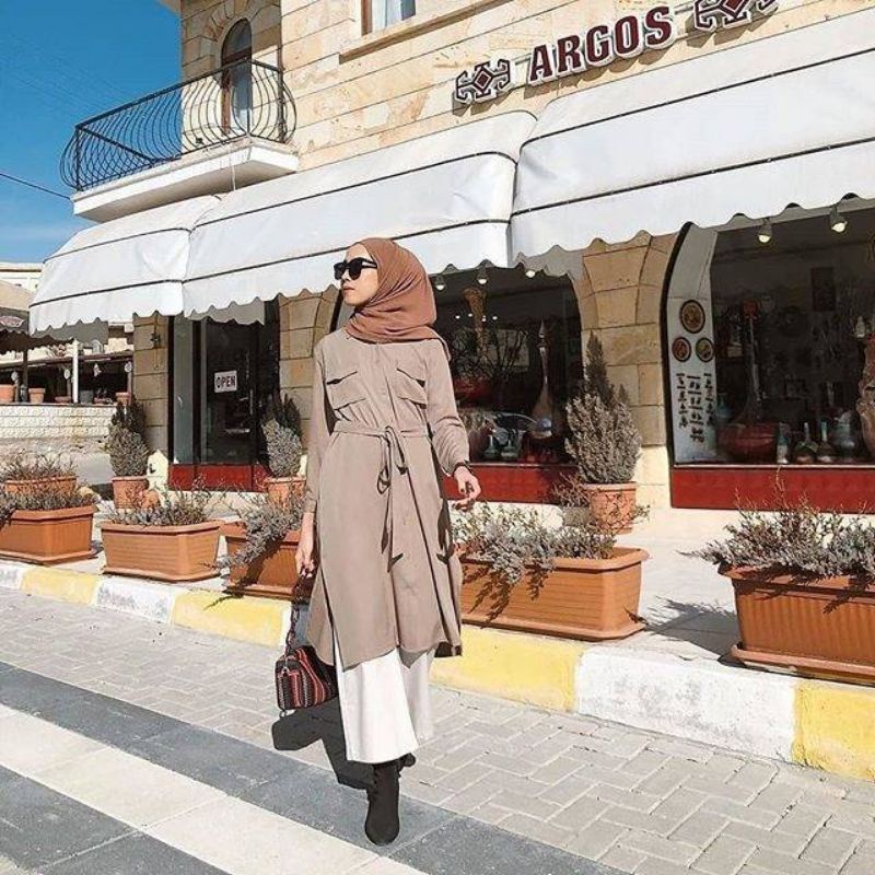 Long Dress Kemeja Tunik Wanita Muslim Jumbo Terbaru 2022 Kekinian Polos By Azka