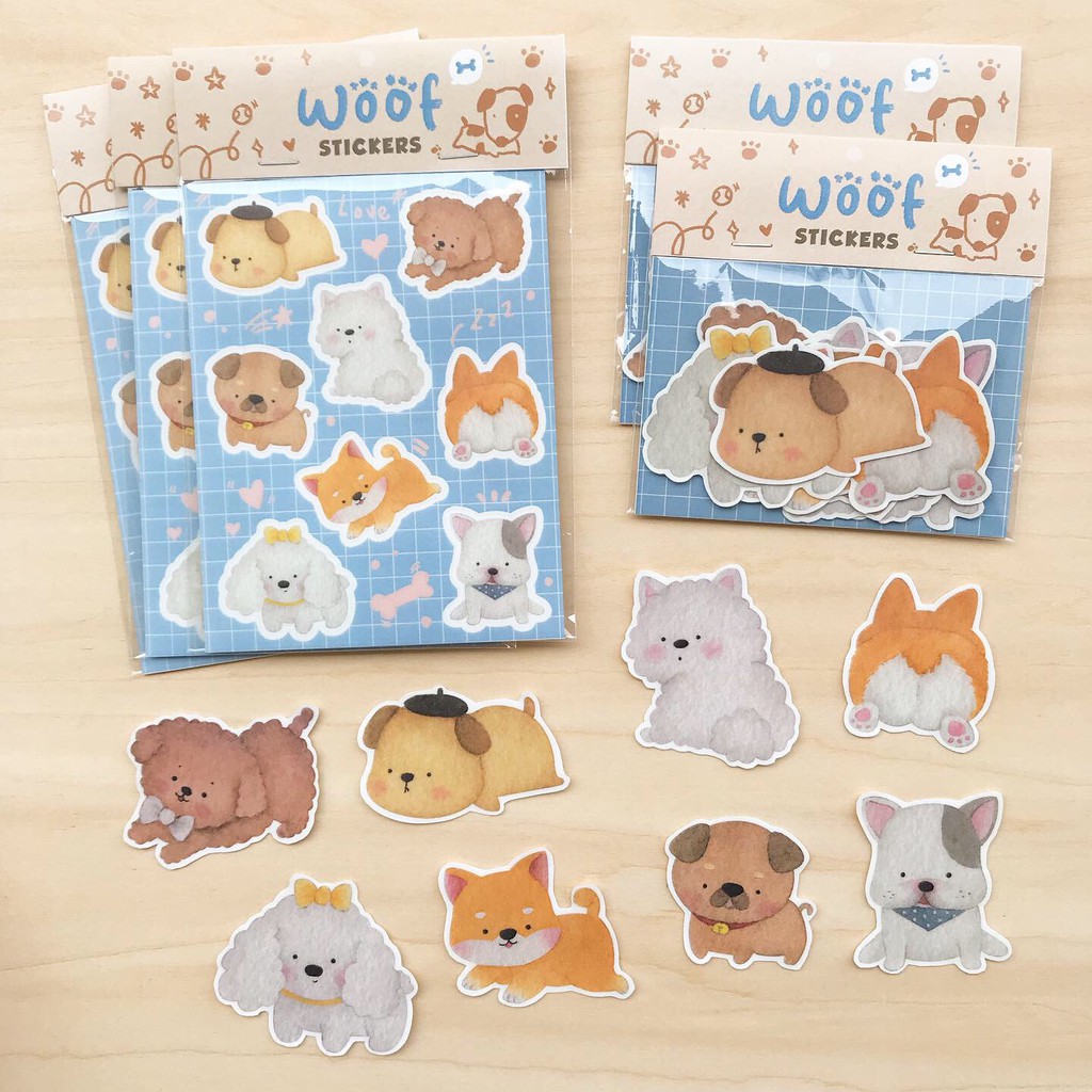 MENTOL ART Sticker Set Die Cut / Kiss Cut - Stiker Ilustrasi-Woof