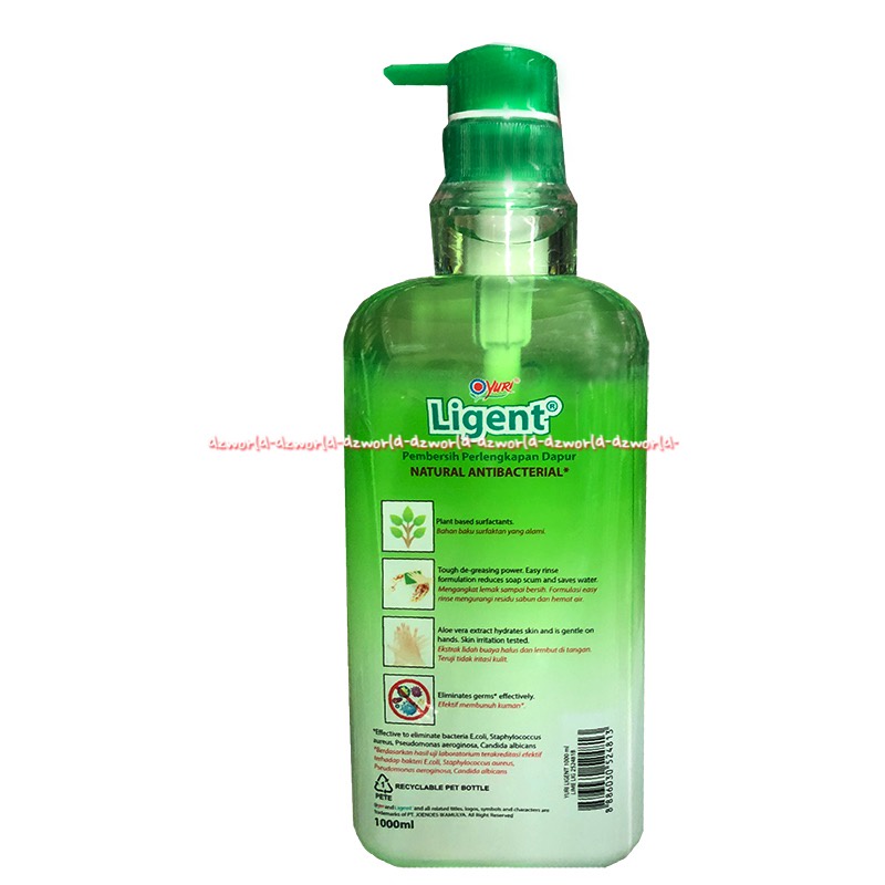 Yuri Ligent Diswashing Liquid Easy Rinse 1L AntiBacterial Sabun Cuci Piring Anti Bakteri Jeruk Nipis Lemon 1 Litter