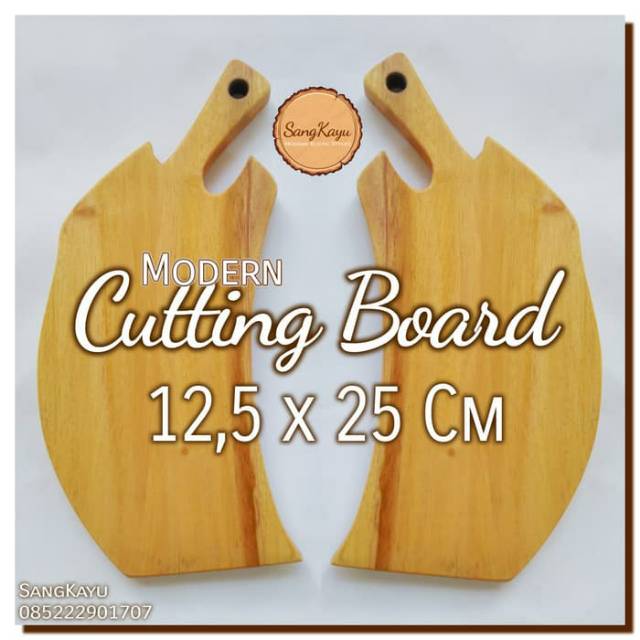 Modern Cutting Board 12,5 x 25 Cm Talenan kayu modern unik Rustic 10