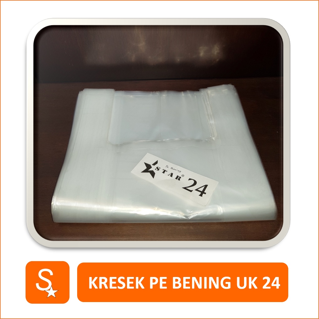 Kantong Keresek PE Bening uk. 24 / Kresek Transparan Tebal