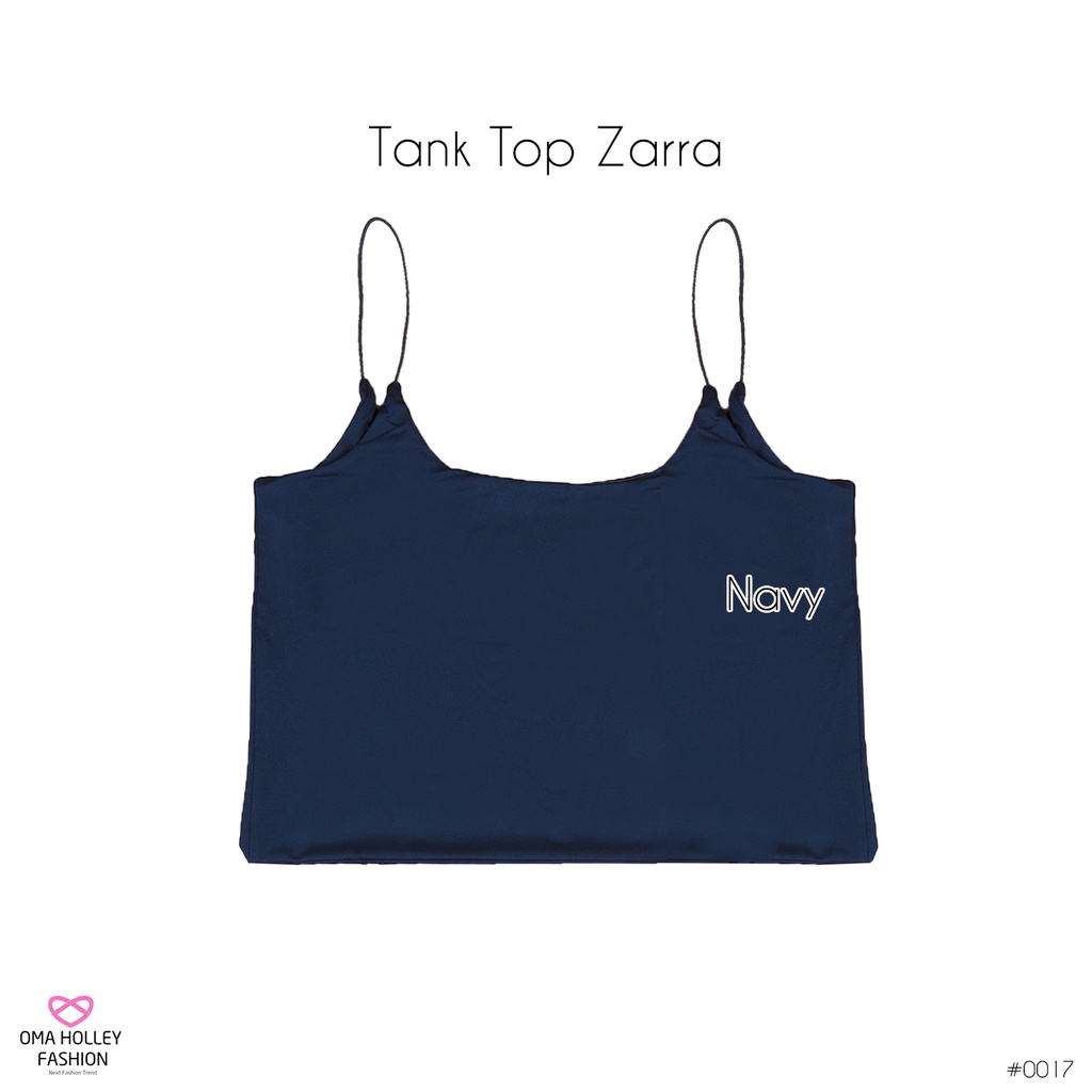 (COD) OH Fashion Zarra Tank top wanita tali spaghetti crop top #0017-Navy