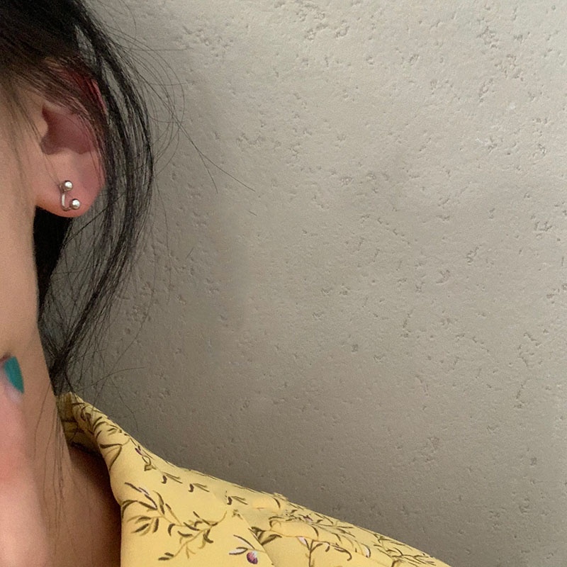 Roselif 1 Pasang Anting Tusuk Gantung Desain Bola Kecil Gaya Simple Untuk Wanita