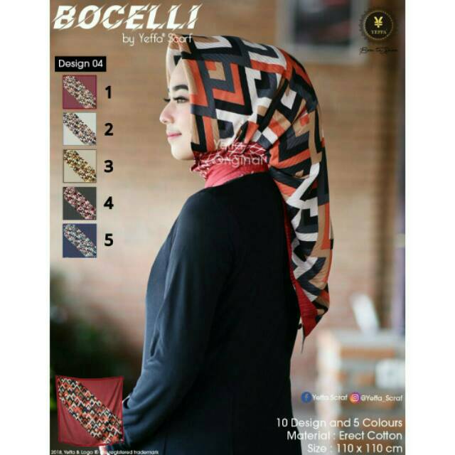 Segiempat Bocelli Triangle. Jilbab Yeffa. Hijab Katun Salur. Kerudung