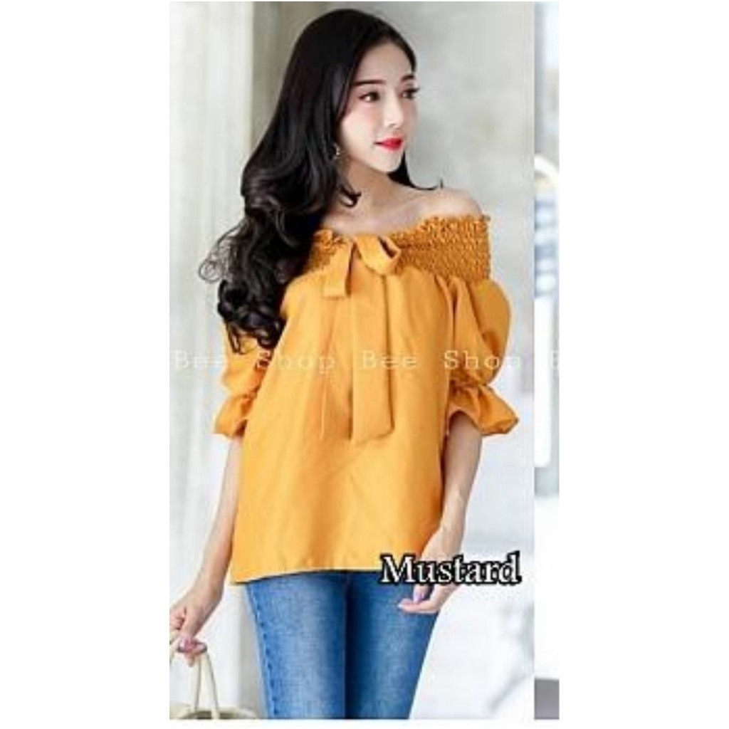 +[HNFK] Blouse Wanita / BlouseSabrina / Baju Atasan Korea / Blouse Wanita Terbaru / Atasan Korea
