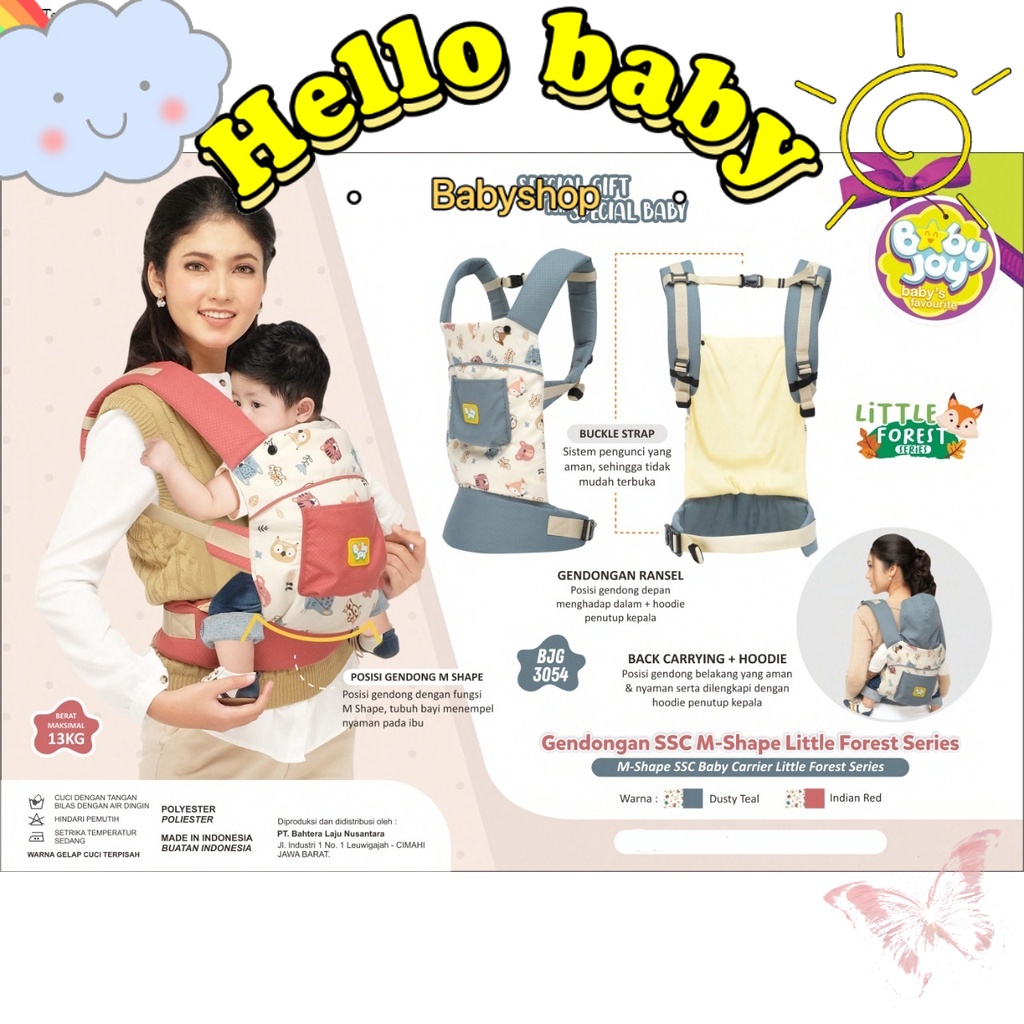 Baby Joy Gendongan Bayi Ransel SSC M-Shape with Hoodie Little Forest Series