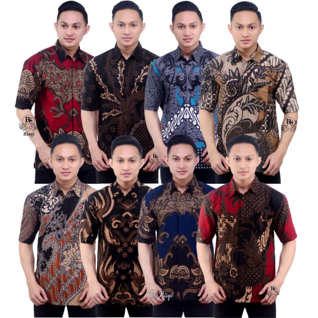 KEMEJA BATIK PRIA LENGAN PENDEK MURAH - ATASAN BATIK PRIA PEKALONGAN GROSIR NUKU BATIK