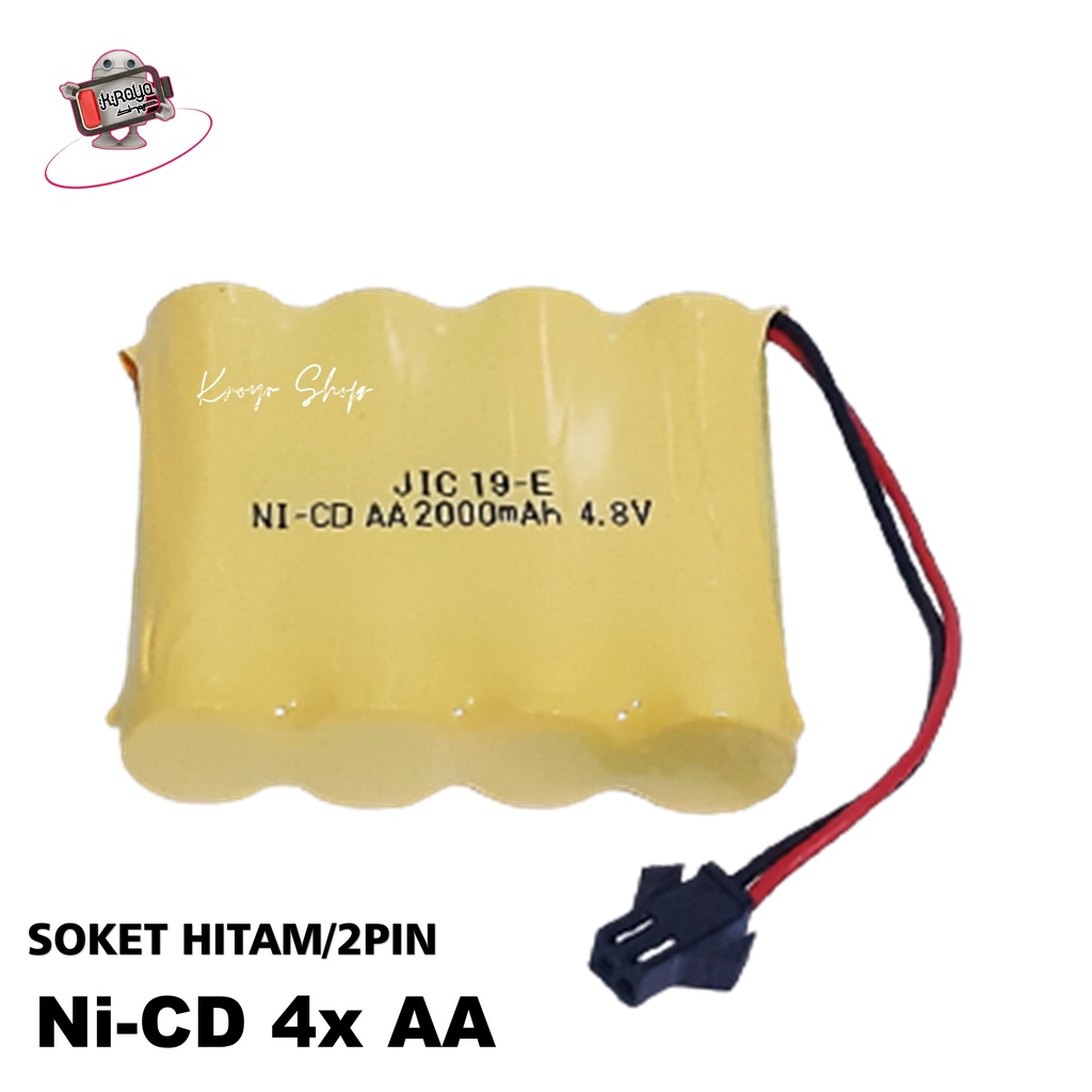 Baterai Mobil RC Ni-CD 4x AA Soket Hitam 4.8V - 2000mAh