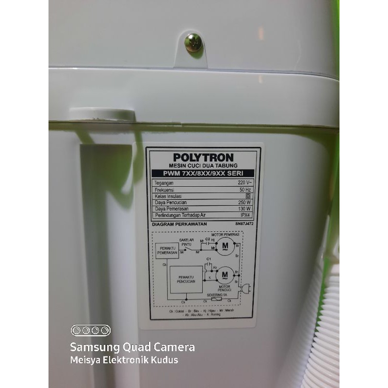 Mesin cuci 2 tabung Polytron PWM 851