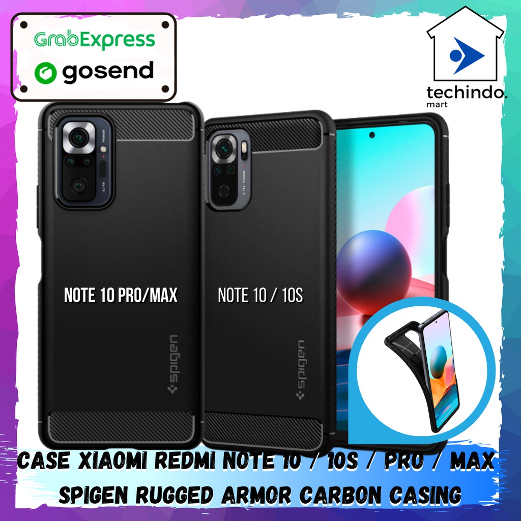 case xiaomi redmi note 10   10s   pro   max spigen rugged armor carbon casing