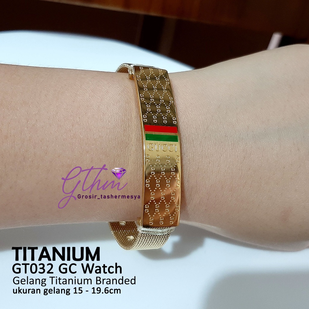 gelang titanium wanita gc peneng mirip jam  tangan keren mewah premium stainless steel 316L gt032