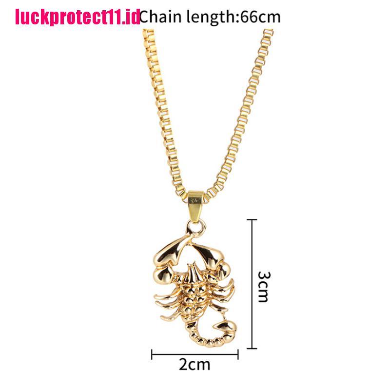 Kalung Rantai Panjang Desain Scorpio Gaya Hip Hop Punk Rock Untuk Pria