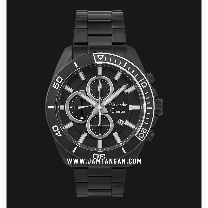 Alexandre Christie AC 6543 MC BIPBA Chronograph Men Black Dial Black Stainless Steel Strap