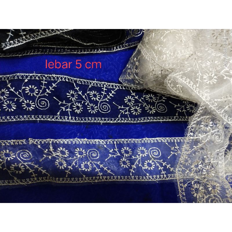 Renda bordir nylon/kaca renda bordir renda pengantin renda mukena renda bahan renda import renda hit