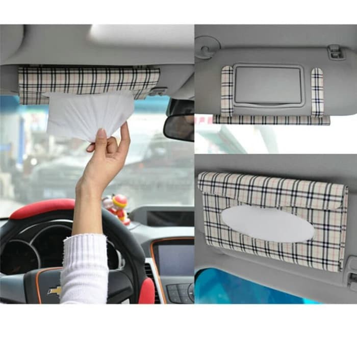 Tempat Tisu Wadah Tissue Pocket Storage Mobil Sun Visor Kotak Kotak