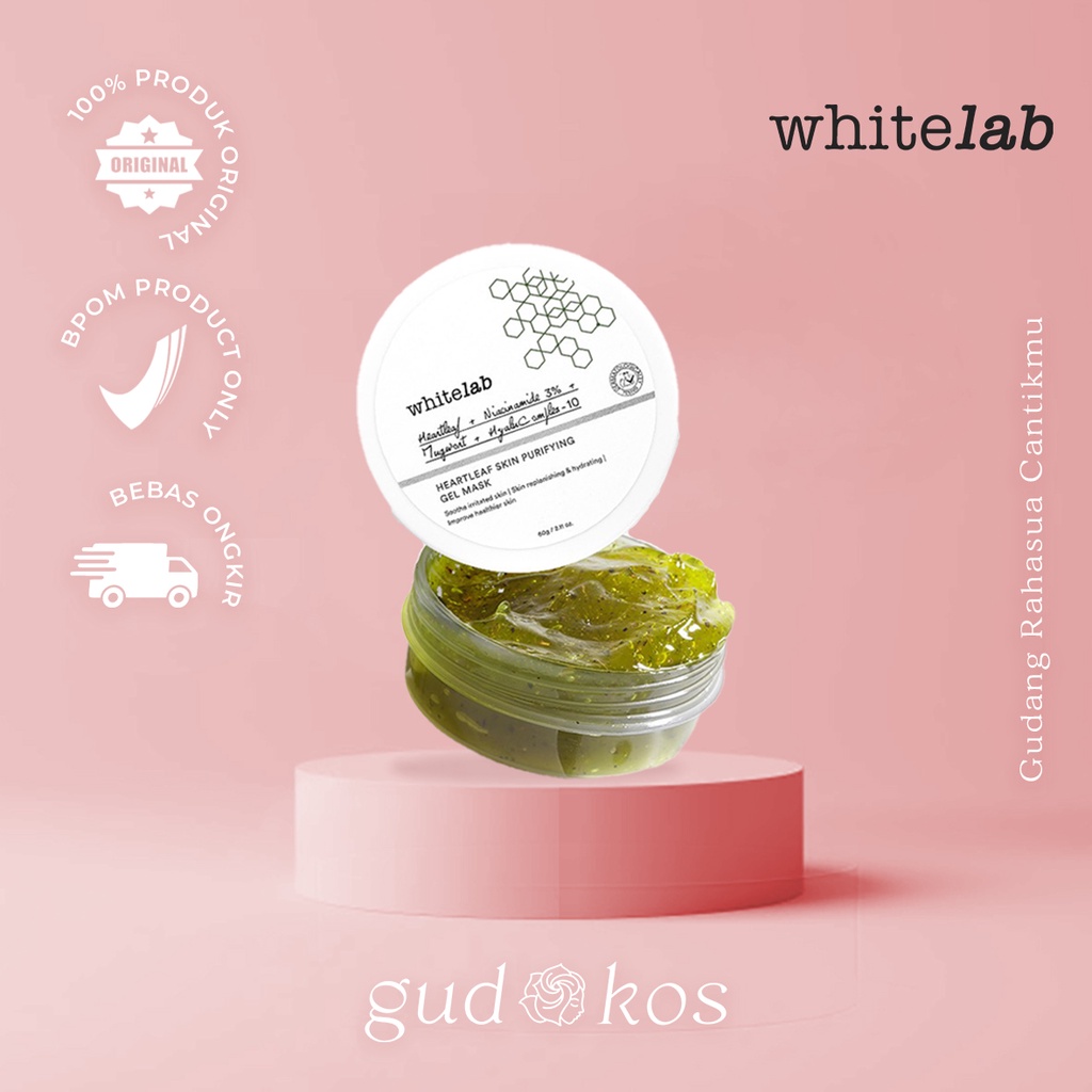 WHITELAB Heartleaf Skin Purifying Gel Mask - Masker Pembersih Pelembab Pori Kulit Wajah Kusam