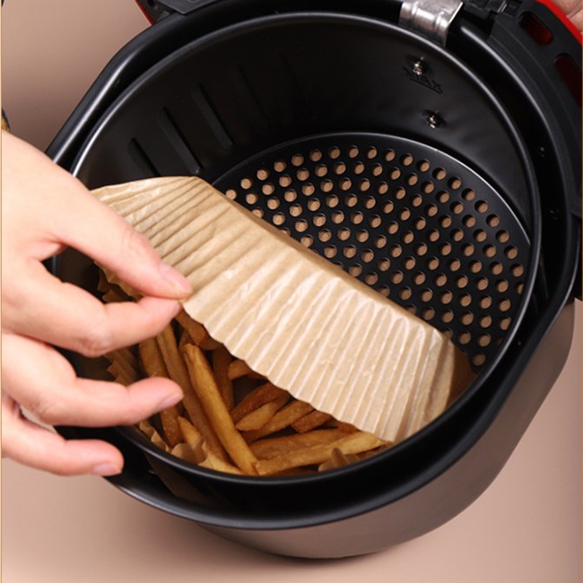 50pcs Kertas Minyak Air Fryer Sekali Pakai Bahan Silikon Anti Lengket